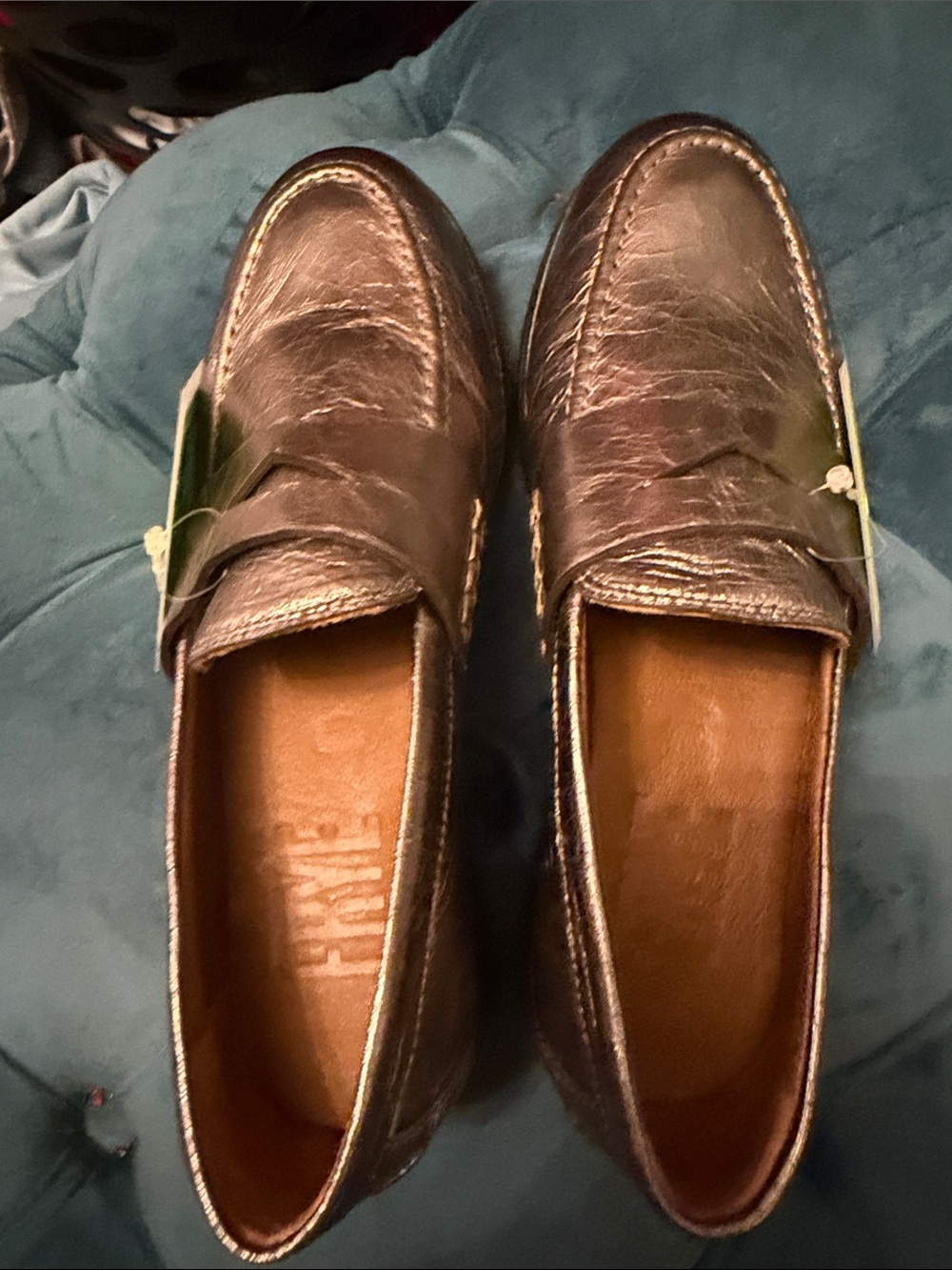 Frye Women's Metallic Bronze Leather Loafers